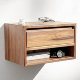 ONIJA Wooden Bedside Table for Bedroom | Wooden Nightstand Lamp Table with 1 Drawer & Shelf