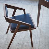 ONIJA Furniture Solid sheesham Modern Wooden Dining Chair with Arms, Upholstered Cushioned Seat, Walnut Finish seat Color Off (Blue)