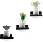 ONIJA Small Floating Shelves, Set Of 3 Black Shelves For Wall Decor & Storage | Wall Mounted Small Wall Shelf | Mini Display Shelf For Living Room, Bathroom, Kitchen & Bedroom Decor - Sheesham