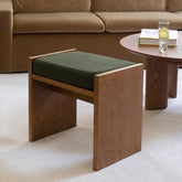 ONIJA Stool/Seat/Ottoman/Bench in Solid Sheesham Wood Stool with Cushion | Sitting Chair with Foam seat (Green)