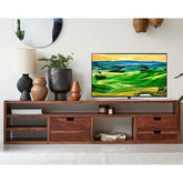 ONIJA Sheesham Wood TV Stand with 3 Drawer & Shelf Storage for Living Room Home Entertainment Unit Center Console TV Table Wooden Tv Cabinet (Honey Brown Finish)