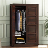 ONIJA Wooden 2 Door Wardrobe for Clothes with 2 Shelf Storage & Hanging Space - Sheesham Wood Almirah for Bedroom - Solid Wood Large Cupboard