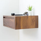 ONIJA Solid Sheesham Wood Floating nightstand with Drawer and Shelf, mid Century Bedside Table, mid Century Modern End Table, nightstand for Bedroom