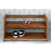 ONIJA Solid Wood | 0pen Shoe Rack | Compact Shoe Rack | Teak Finish (H 15 x L 30 x D 13.6 inch)
