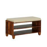 ONIJA 2 Tier Shoe Rack Organizer Wooden | Sheesham Wood Shoe Rack with Seat | Shoe Rack for Home | Hall Office (Solid Sheesham Wood | 1 Piece - Wooden Finish