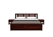 Vraxen Sheesham Wood Queen Size Bed With Storage (Walnut Finish)