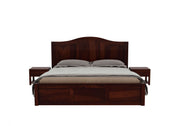 Zayrit Sheesham Wood Queen Size Bed With Storage (Walnut Finish)