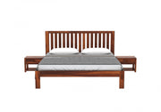 Kashvay Sheesham Wood King Size Bed Without Storage (Honey Finish)