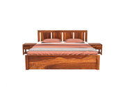 Avrox Sheesham Wood Queen Size Bed With Storage (Honey Finish)