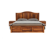 Zayrit Sheesham Wood Queen Size Bed With Storage (Honey Finish)