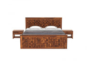 Kavyex Sheesham Wood King Size Bed Without Storage (Honey Finish)