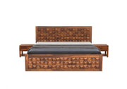 Takshor Sheesham Wood King Size Bed Without Storage (Honey Finish)