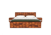 Olyvaris Sheesham Wood King Size Bed With Storage (Honey Finish)