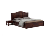 Zayrit Sheesham Wood Queen Size Bed With Storage (Walnut Finish)