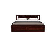Vraxen Sheesham Wood Queen Size Bed With Storage (Walnut Finish)