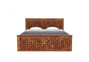 Kavyex Sheesham Wood King Size Bed Without Storage (Honey Finish)
