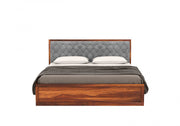 Moventis Sheesham Wood King Size Bed With Storage (Honey Finish)