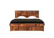 Xavrit Sheesham Wood King Size Bed With Storage (Honey Finish)