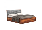 Moventis Sheesham Wood Queen Size Bed With Storage (Honey Finish)