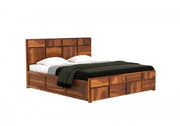 Xavrit Sheesham Wood Queen Size Bed With Storage (Honey Finish)