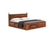 Zyavon Sheesham Wood Queen Size Bed With Storage (Honey Finish)
