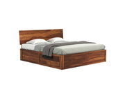 Krenthoris Sheesham Wood Queen Size Bed With Storage (Honey Finish)
