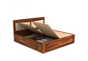 Norvanthos Sheesham Wood Queen Size Bed With Storage (Honey Finish)