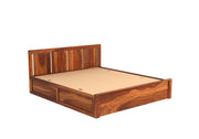 Avrox Sheesham Wood Queen Size Bed With Storage (Honey Finish)