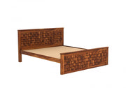 Kavyex Sheesham Wood King Size Bed Without Storage (Honey Finish)