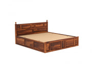 Zyavon Sheesham Wood Queen Size Bed With Storage (Honey Finish)