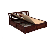 Vraxen Sheesham Wood Queen Size Bed With Storage (Walnut Finish)