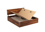 Krenthoris Sheesham Wood King Size Bed With Storage (Honey Finish)