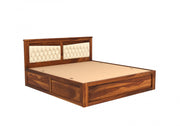 Norvanthos Sheesham Wood Queen Size Bed With Storage (Honey Finish)