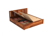 Avrox Sheesham Wood Queen Size Bed With Storage (Honey Finish)