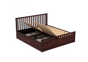 Orvith Sheesham Wood Queen Size Bed With Storage (Walnut Finish)