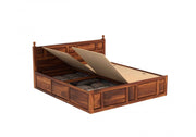 Zyavon Sheesham Wood Queen Size Bed With Storage (Honey Finish)