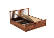 Orvith Sheesham Wood Queen Size Bed With Storage (Honey Finish)
