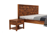 Takshor Sheesham Wood King Size Bed Without Storage (Honey Finish)