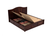 Zayrit Sheesham Wood Queen Size Bed With Storage (Walnut Finish)