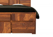 Xavrit Sheesham Wood Queen Size Bed With Storage (Honey Finish)