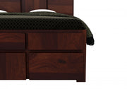 Xavrit Sheesham Wood Queen Size Bed With Storage (Walnut Finish)