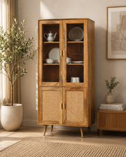 onija Boston Solid Wood Four Door Crockery Unit Kitchen Cabinet