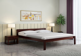 Omvian Sheesham Wood Queen Size Bed Without Storage (Walnut Finish)