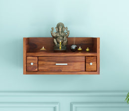 Montheris Sheesham Wood Home Temple (Honey Finish)