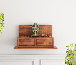 Lythorien Sheesham Wood Home Temple (Honey Finish)
