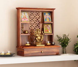 Iverant Sheesham Wood Home Temple (Honey Finish)