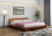 Ravyon Sheesham Wood King Size Bed Without Storage (Honey Finish)