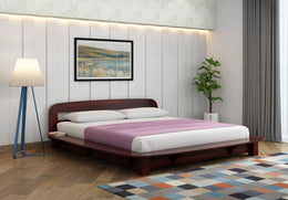 Ravyon Sheesham Wood King Size Bed Without Storage (Walnut Finish)