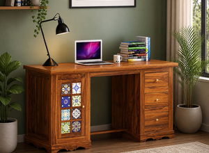 Drathian Solid Wood Study Table (Honey Finish)