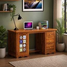 Drathian Solid Wood Study Table (Honey Finish)
